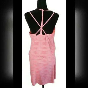Athleta Womens Orange And White Striped Ariel Venice Strappy Swim Dress LP